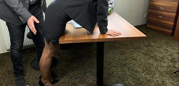  boss uses sexy secretary in highheels and stockings doggystyle, Business Bitch